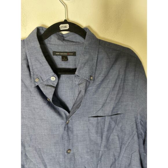 Men's John Varvatos Gray Blue Long Sleeve Button Down Shirt Sz M - Picture 2 of 3